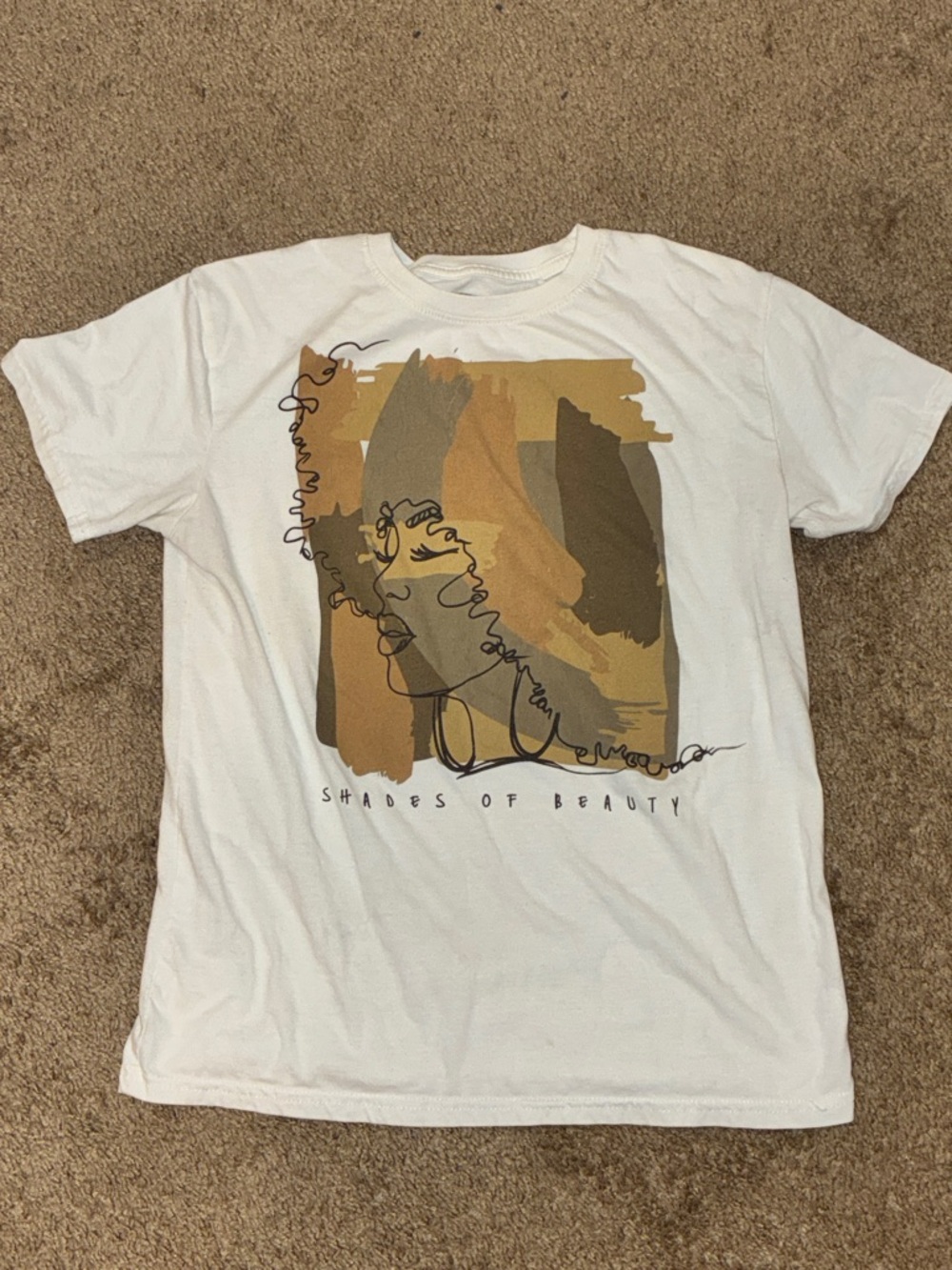 Modern Lux White Short Sleeve Tee with Abstract 'Shades of Beauty' Graphic
